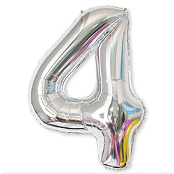 Wewoo Décorations de Fête 2 PCS 40 Pouces Aluminium Nombre Ballons Anniversaire De Mariage Fiançailles Décor De Enfants Ball Fournitures 4-Argent