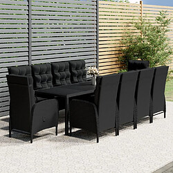 Maison Chic Mobilier à dîner 11 pcs de jardin - Ensemble table et chaises d'extérieur - Salon/Mobilier de jardin classique Résine tressée Noir -MN75348