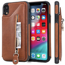 Wewoo Housse Coque Pour étui de protection antichoc à double boucle de couleur unie iphone xr marron