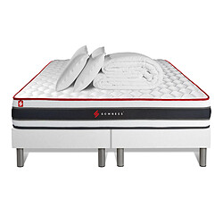 Somness Pack matelas ENERGY 180x200 + double sommiers blanc 90x200 + Couette + 2 oreillers