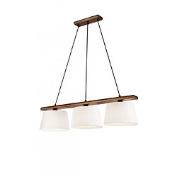 Lumière Suspension Aida Bois,acier,tissu Noyer de chêne 3 ampoules 89cm