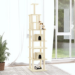 vidaXL Arbre à chat avec griffoirs en sisal Crème 216 cm