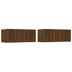 Maison Chic Ensemble de meubles TV 4 pcs | Banc TV Moderne pour salon | Meuble de Rangement - Chêne marron Bois d'ingénierie -MN21390 pas cher