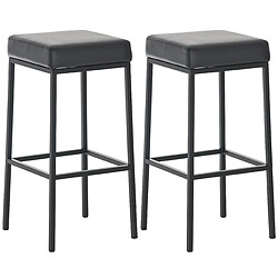 Decoshop26 Lot de 2 tabourets de bar avec repose-pieds design simple hauteur 80 cm assise en PVC noir support en métal noir 10_0004367