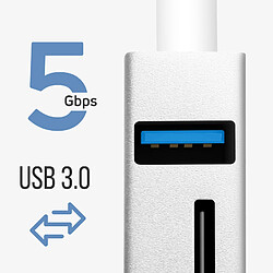 Avizar Hub USB-C 5 en 1 3x Ports USB Lecteur carte SD/micro-SD Argent pas cher