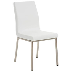 Decoshop26 Lot de 2 chaises de salle à manger style épuré en PVC blanc et acier inoxydable 10_0001609