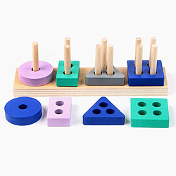 Formes géométriques en bois empilables forme trieur tri jouet empilage jeu-Montessori matériaux éducatifs jouets d'apprentissage pour 3 4 5 6 ans pas cher