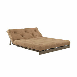 Inside 75 Canapé convertible futon ROOTS pin carob brown matelas mocca couchage 140x200 cm