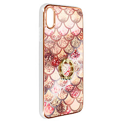 Avizar Coque iPhone XS Max Bi-matière avec Bague de Maintien Motif Écaille Rose