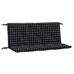 vidaXL Coussins de banc de jardin lot de 2 carreaux noir 120x50x7 cm