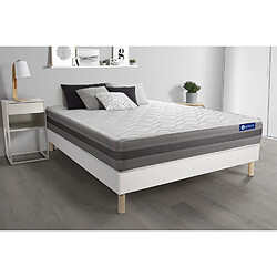 ACTISOM Ensemble matelas ACTILATEX RELAX Latex et mémoire de forme 140x190 cm Maxi épaisseur 5zones de confort + sommier KIT blanc