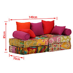 vidaXL Pouf modulaire à 2 places Patchwork Tissu pas cher