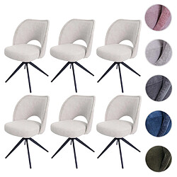 Mendler Lot de 6 chaises de salle à manger HWC-N72, chaise de cuisine rembourrée, pivotante Auto-Return, tissu/textile (420g/m²) Oeko-Tex ~ crème