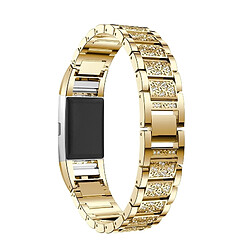 Wewoo Bracelet pour montre connectée en acier inoxydable serti de diamants Fitbit Charge 2 or