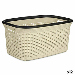 Kipit Panier à linge Crème Plastique 36 L 36 x 25,5 x 52,5 cm (12 Unités)