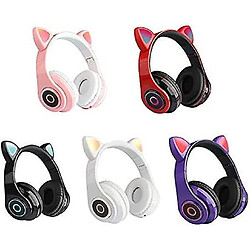 Avis Universal Casque sans fil sans fil de chat mignon, Bluetooth 5.0 sur le casque, 7 -colored LED Light Pliage Volume Control Smartphones, tablettes, ordinateurs, ordinateurs