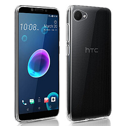 Avizar Coque HTC Desire 12 Silicone Transparent et Film Ecran Verre Trempé Contour noir