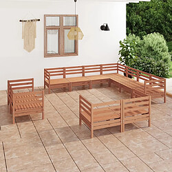 vidaXL Salon de jardin 11 pcs Bois de pin massif Marron miel