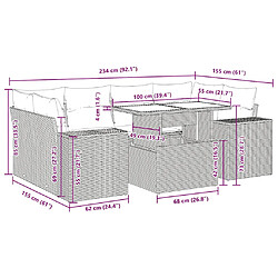 Acheter vidaXL Salon de jardin avec coussins 7 pcs marron résine tressée