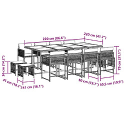 vidaXL Ensemble à manger de jardin 13 pcs coussins noir résine tressée pas cher