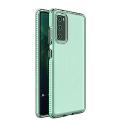 Ozzzo housse de protection en gel tpu transparent spring coque avec cadre colore pour samsung galaxy a72 4g menthe