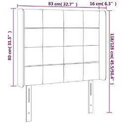 Acheter vidaXL Tête de lit avec oreilles Gris foncé 83x16x118/128 cm Tissu