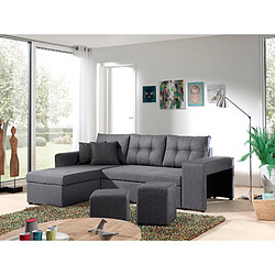 Bestmobilier California - Canapé d'angle réversible et convertible avec coffre de rangement - Gris pas cher