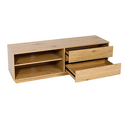 Decoshop26 Meuble TV avec 2 tiroirs et 2 compartiments de rangement 42x140x40 cm MDF aspect chêne 04_0007850