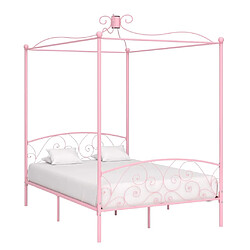 Maison Chic Lit adulte - Cadre de lit à baldaquin,Structure du lit Contemporain Rose Métal 140 x 200 cm -MN83672