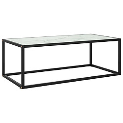 Maison Chic Table basse,Table Console Table d'appoint, Table pour salon Noir avec verre marbre blanc 100x50x35 cm -MN14846