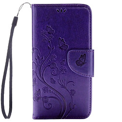 Wewoo Housse Étui Violet pour Huawei Y5II à rabat en cuir pressé fleurs horizontales avec boucle magnétique & Titulaire & Slots de cartes Portefeuille