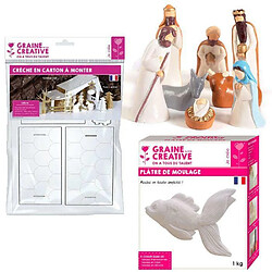 Graines Creatives Coffret de fabrication Santons en plâtre & Crèche en carton