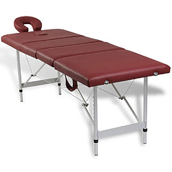 vidaXL Table pliable de massage Rouge 4 zones avec cadre en aluminium