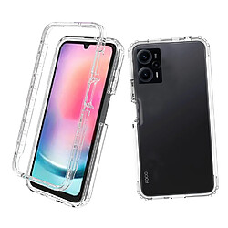 Htdmobiles Coque pour Xiaomi Poco F5 5G / Redmi Note 12 Turbo - housse etui silicone gel fine 360 integrale (avant et arriere) + film ecran - TRANSPARENT