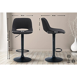 Acheter Decoshop26 Tabouret de bar chaise haute x1 avec repose-pieds en tissu noir piètement métallique noir 10_0004616