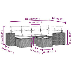 vidaXL Salon de jardin avec coussins 7 pcs marron résine tressée pas cher