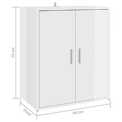 vidaXL Armoire à chaussures Blanc brillant 60x35x70 cm Bois ingénierie pas cher