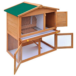 Helloshop26 Clapier d'extérieur enclos 93 x 60 x 97 cm pour petits animaux 3 portes bois 02_0000620