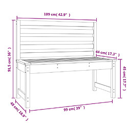 vidaXL Banc de jardin noir 109 cm bois massif de pin pas cher