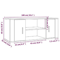 vidaXL Meuble TV Chêne fumé 100x35x40 cm Bois d'ingénierie pas cher