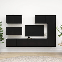 vidaXL Ensemble de meuble TV 6 pcs Noir Bois d'ingénierie