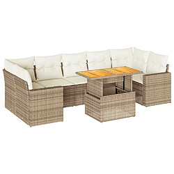 vidaXL Salon de jardin avec coussins 8 pcs beige résine tressée