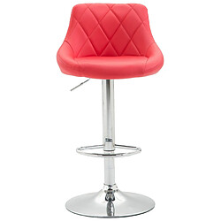 Decoshop26 Tabouret de bar en synthétique rouge pivotant avec repose-pieds coutures décoratives 10_0000111