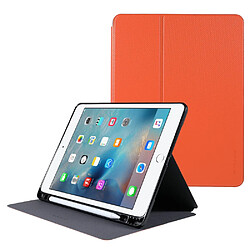 Etui en PU X-LEVEL texture en fibre de carbone avec support et porte-crayon orange pour votre iPad 9.7-pouces (2017)/(2018)/Air (2013)/Air 2/Pro 9.7 pouces (2016)