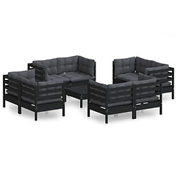 Maison Chic Salon de jardin 9 pcs + coussins - Mobilier/Meubles de jardin - Table et chaises d'extérieur anthracite Bois de pin -MN14344