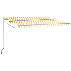 Maison Chic Auvent automatique | Store banne extérieur | Marquise capteur de vent/LED 450x300cm Jaune et blanc -MN74303 pas cher