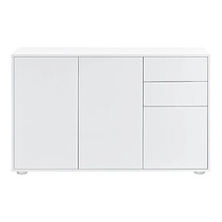 Avis Helloshop26 Buffet commode meuble de rangement pratique avec 2 tiroirs 3 portes 117 cm blanc brillant 03_0005046