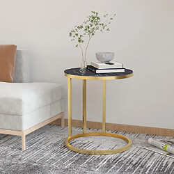 vidaXL Table d'appoint Doré et marbre noir 45 cm Verre trempé