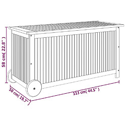 vidaXL Boîte de rangement de jardin avec roues 113x50x58cm Bois acacia pas cher