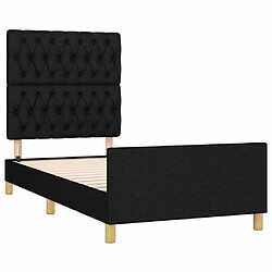 Acheter Maison Chic Lit adulte - Cadre Structure de lit avec tête de lit Contemporain Noir 90x190 cm Tissu -MN12701